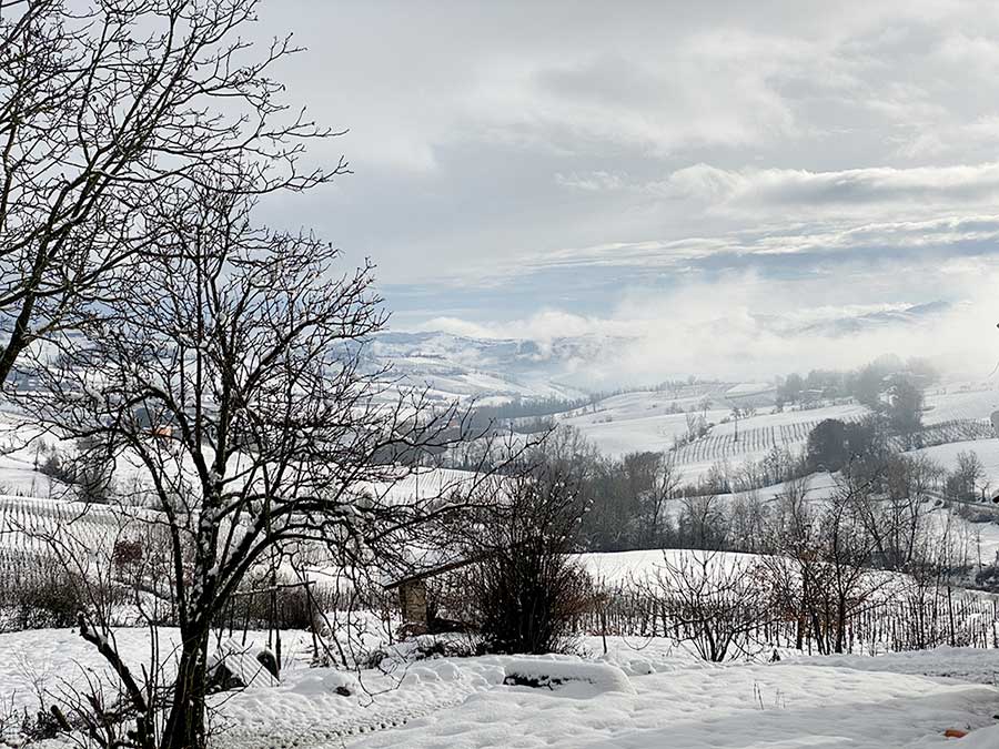 Paesaggio innevato in un inverno della Valtidone